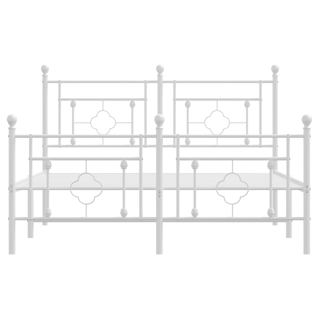 Estrutura de cama com cabeceira e pés 135x190 cm metal branco