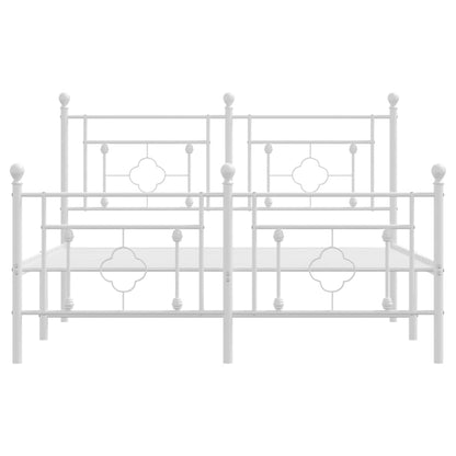 Estrutura de cama com cabeceira e pés 135x190 cm metal branco