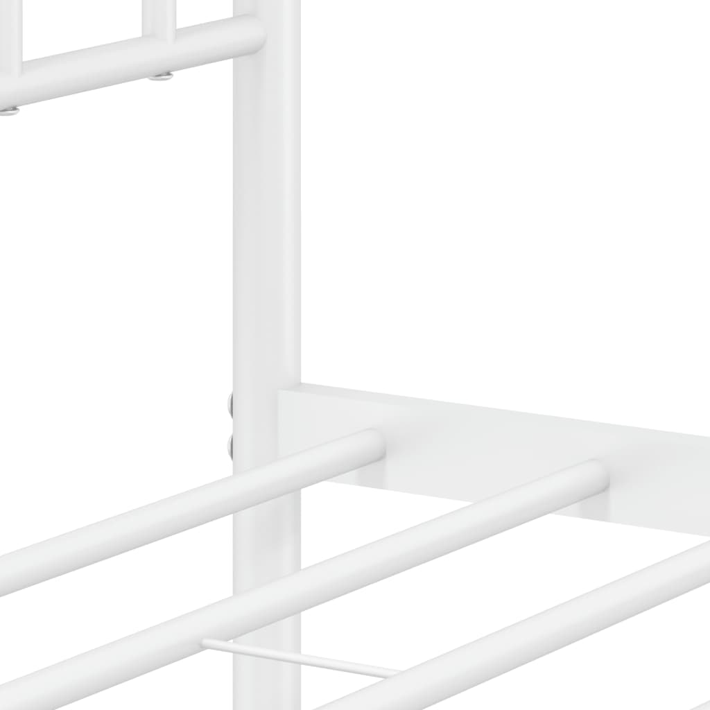 Estrutura de cama com cabeceira e pés 135x190 cm metal branco