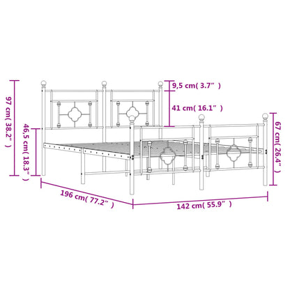 Estrutura de cama com cabeceira e pés 135x190 cm metal branco