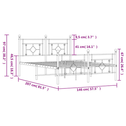 Estrutura de cama com cabeceira e pés 140x200 cm metal branco