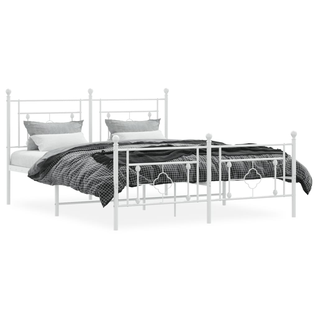 Estrutura de cama com cabeceira e pés 150x200 cm metal branco