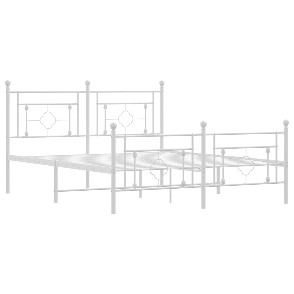 Estrutura de cama com cabeceira e pés 150x200 cm metal branco