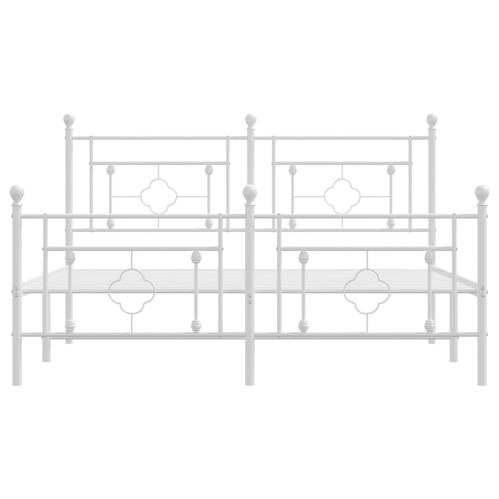 Estrutura de cama com cabeceira e pés 150x200 cm metal branco