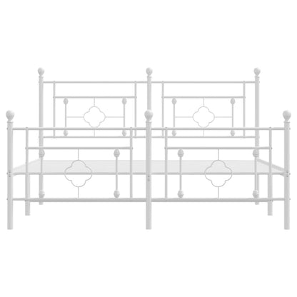 Estrutura de cama com cabeceira e pés 150x200 cm metal branco