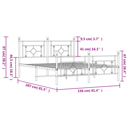 Estrutura de cama com cabeceira e pés 150x200 cm metal branco