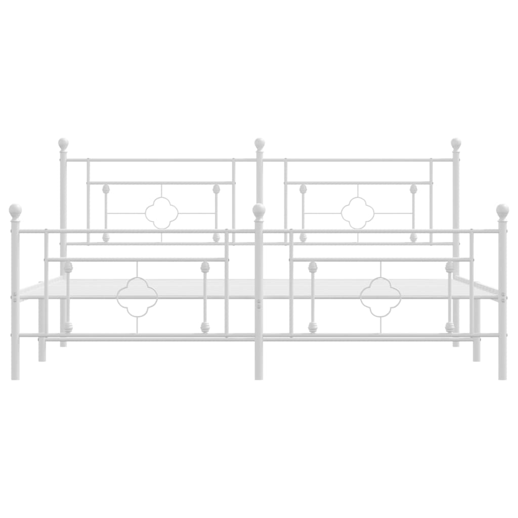 Estrutura de cama com cabeceira e pés 180x200 cm metal branco