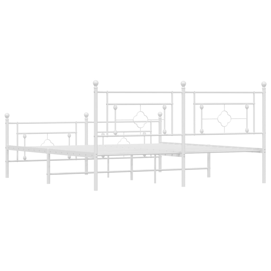 Estrutura de cama com cabeceira e pés 180x200 cm metal branco