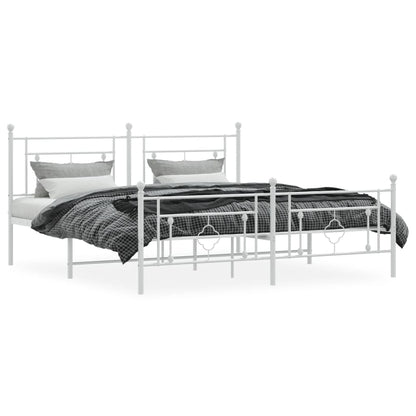 Estrutura de cama com cabeceira e pés 183x213 cm metal branco