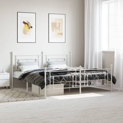 Estrutura de cama com cabeceira e pés 183x213 cm metal branco