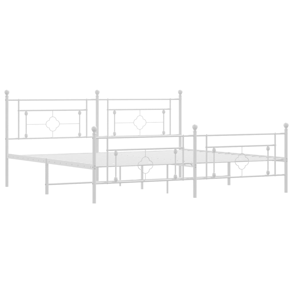 Estrutura de cama com cabeceira e pés 193x203 cm metal branco