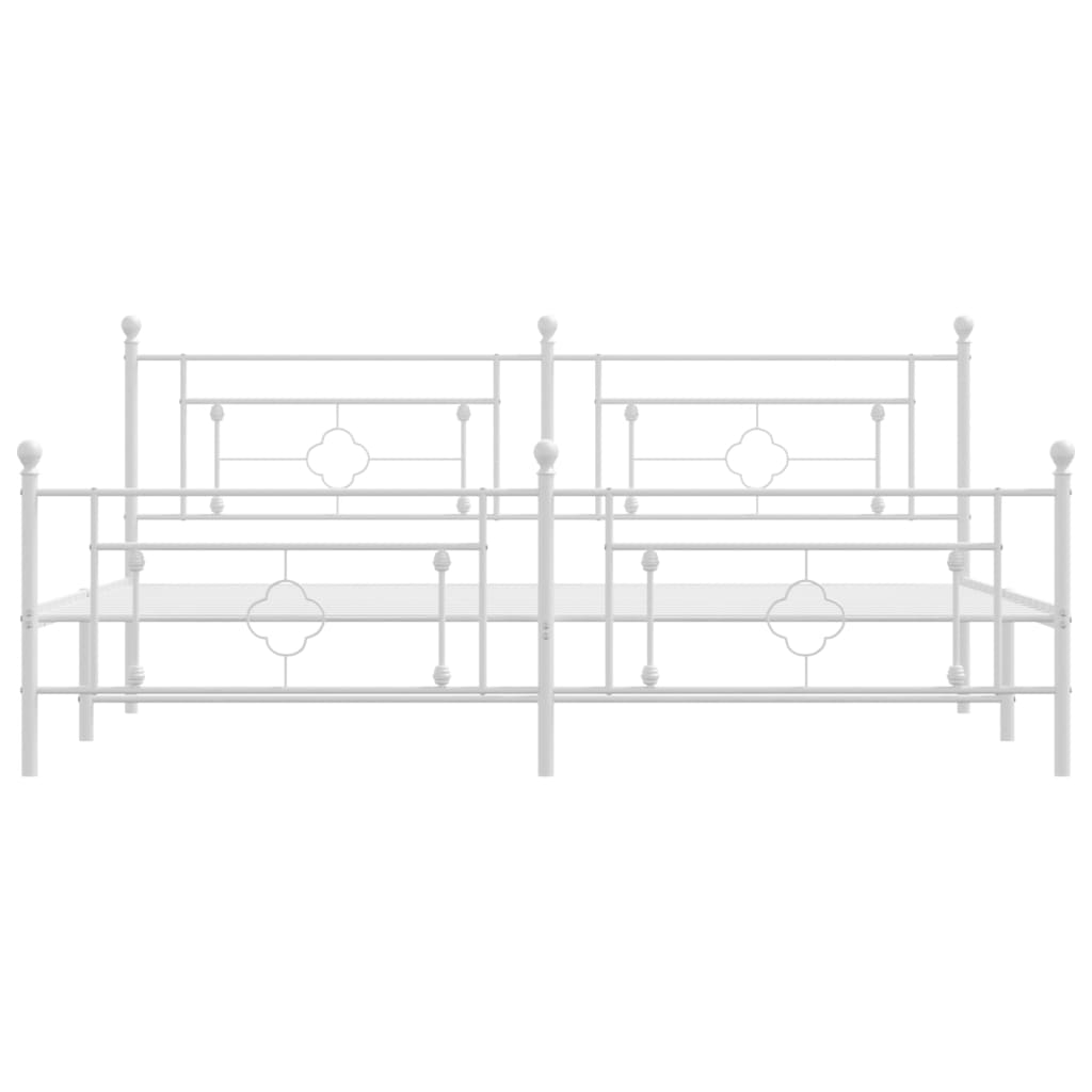 Estrutura de cama com cabeceira e pés 193x203 cm metal branco