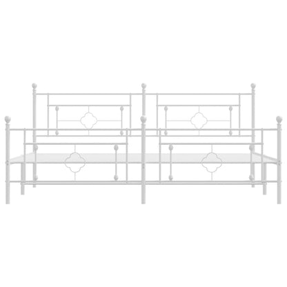 Estrutura de cama com cabeceira e pés 193x203 cm metal branco