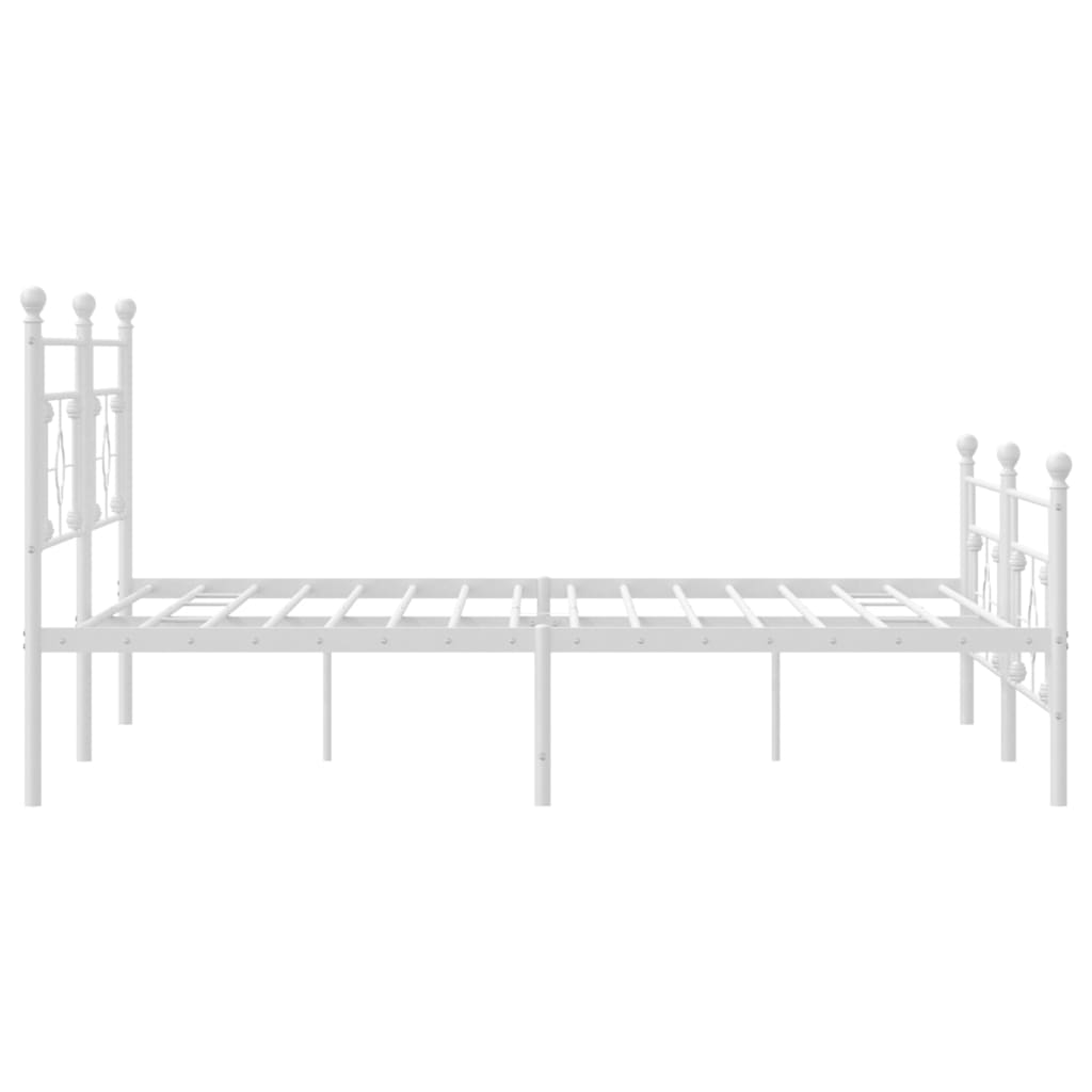 Estrutura de cama com cabeceira e pés 193x203 cm metal branco