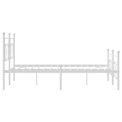 Estrutura de cama com cabeceira e pés 193x203 cm metal branco