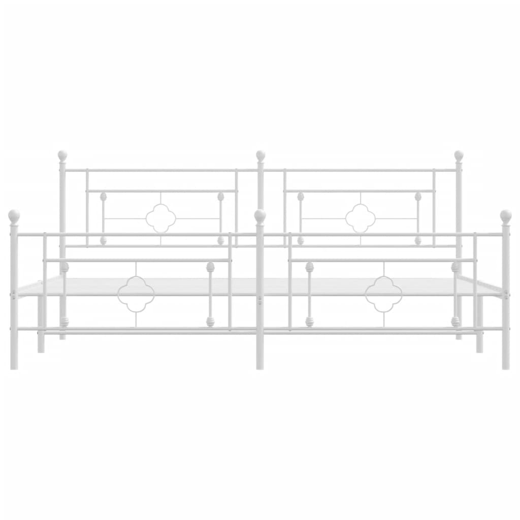 Estrutura de cama com cabeceira e pés 200x200 cm metal branco