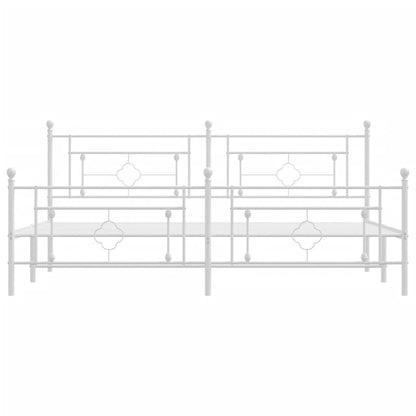 Estrutura de cama com cabeceira e pés 200x200 cm metal branco