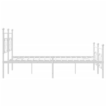 Estrutura de cama com cabeceira e pés 200x200 cm metal branco