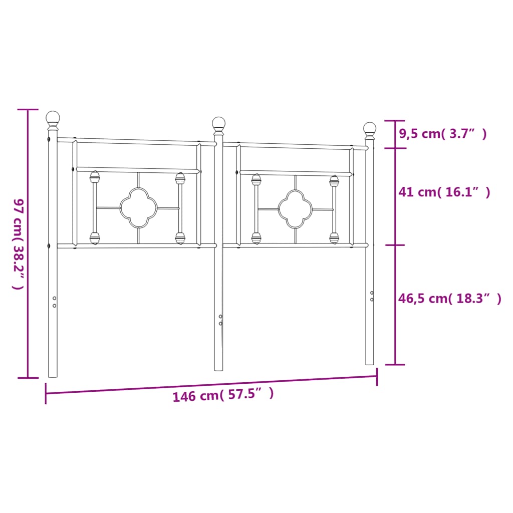 Cabeceira de cama 140 cm metal branco