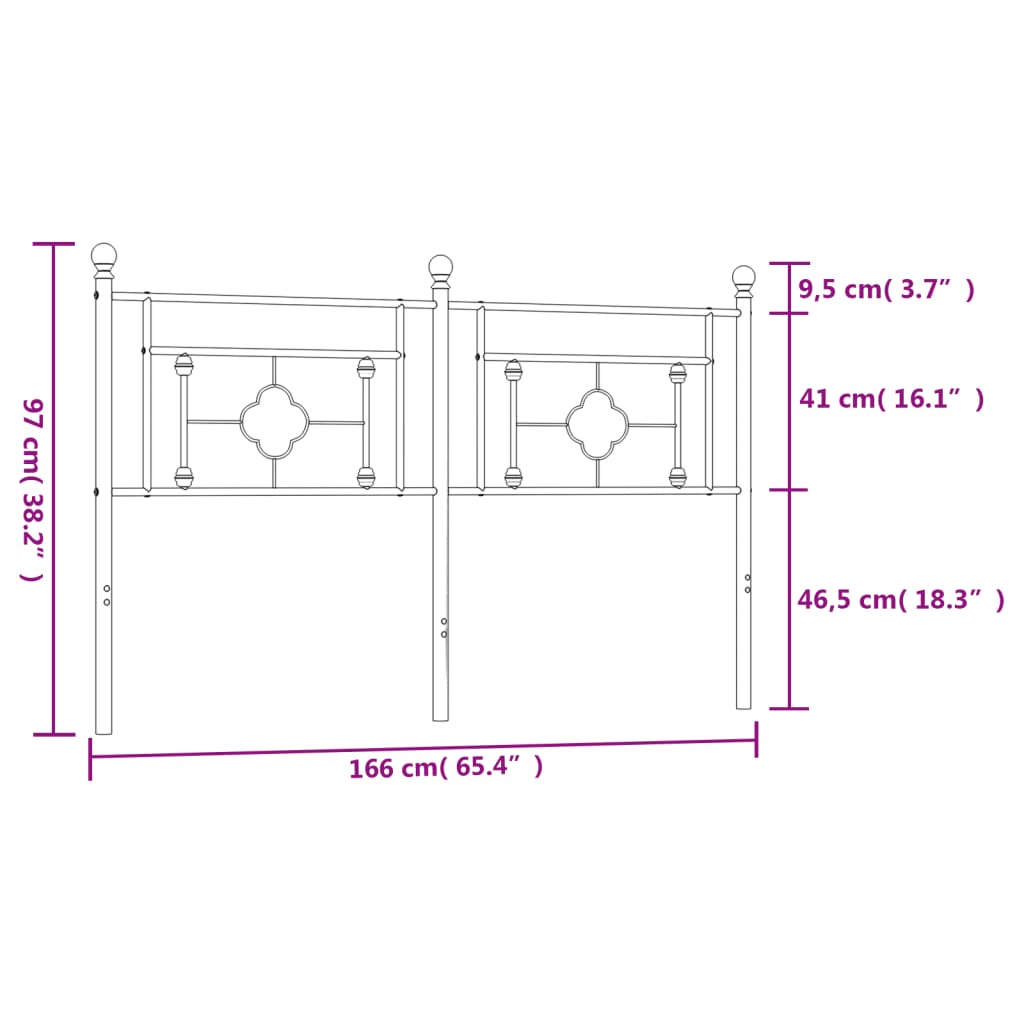 Cabeceira de cama 160 cm metal branco