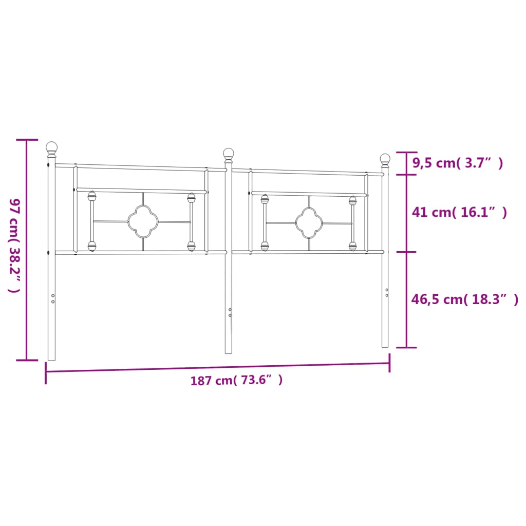 Cabeceira de cama 180 cm metal branco