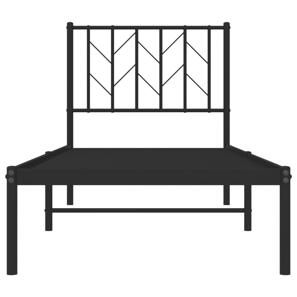 Estrutura de cama com cabeceira 75x190 cm metal preto