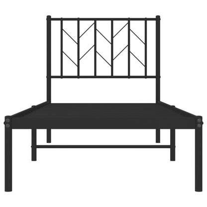 Estrutura de cama com cabeceira 75x190 cm metal preto