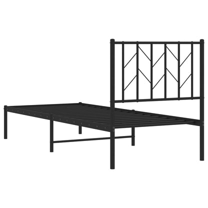 Estrutura de cama com cabeceira 75x190 cm metal preto