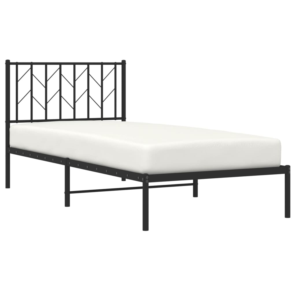 Estrutura de cama com cabeceira 90x190 cm metal preto