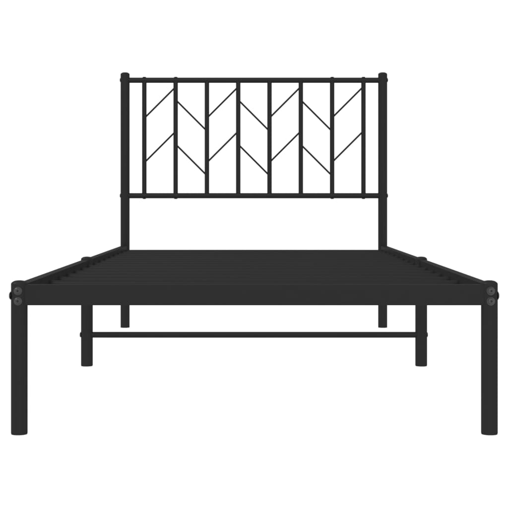 Estrutura de cama com cabeceira 90x190 cm metal preto