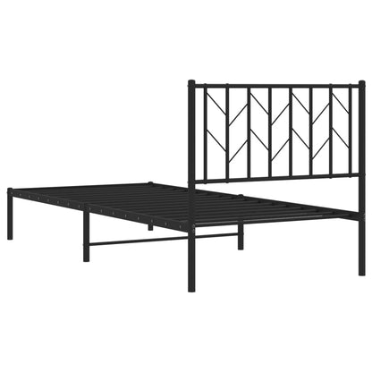 Estrutura de cama com cabeceira 90x190 cm metal preto