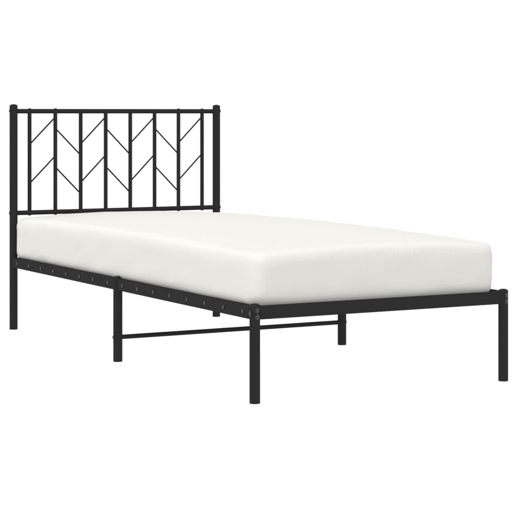 Estrutura de cama com cabeceira 90x200 cm metal preto