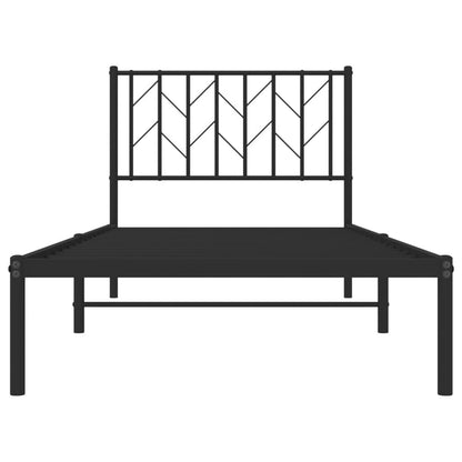 Estrutura de cama com cabeceira 90x200 cm metal preto