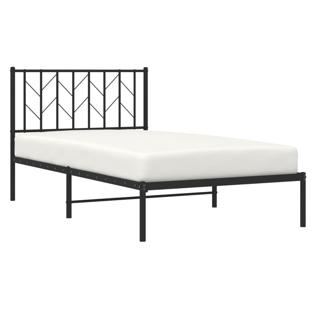 Estrutura de cama com cabeceira 100x190 cm metal preto