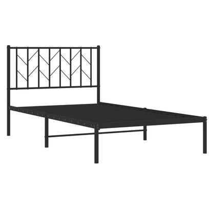 Estrutura de cama com cabeceira 100x190 cm metal preto