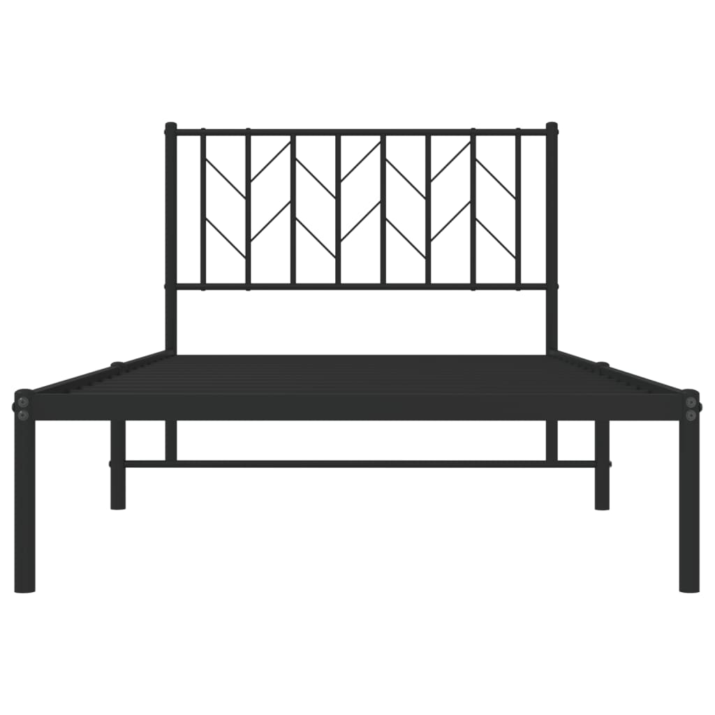 Estrutura de cama com cabeceira 100x190 cm metal preto