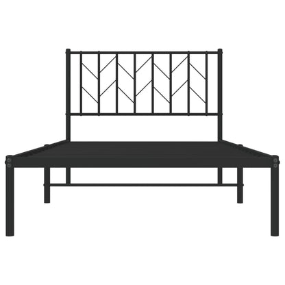 Estrutura de cama com cabeceira 100x190 cm metal preto