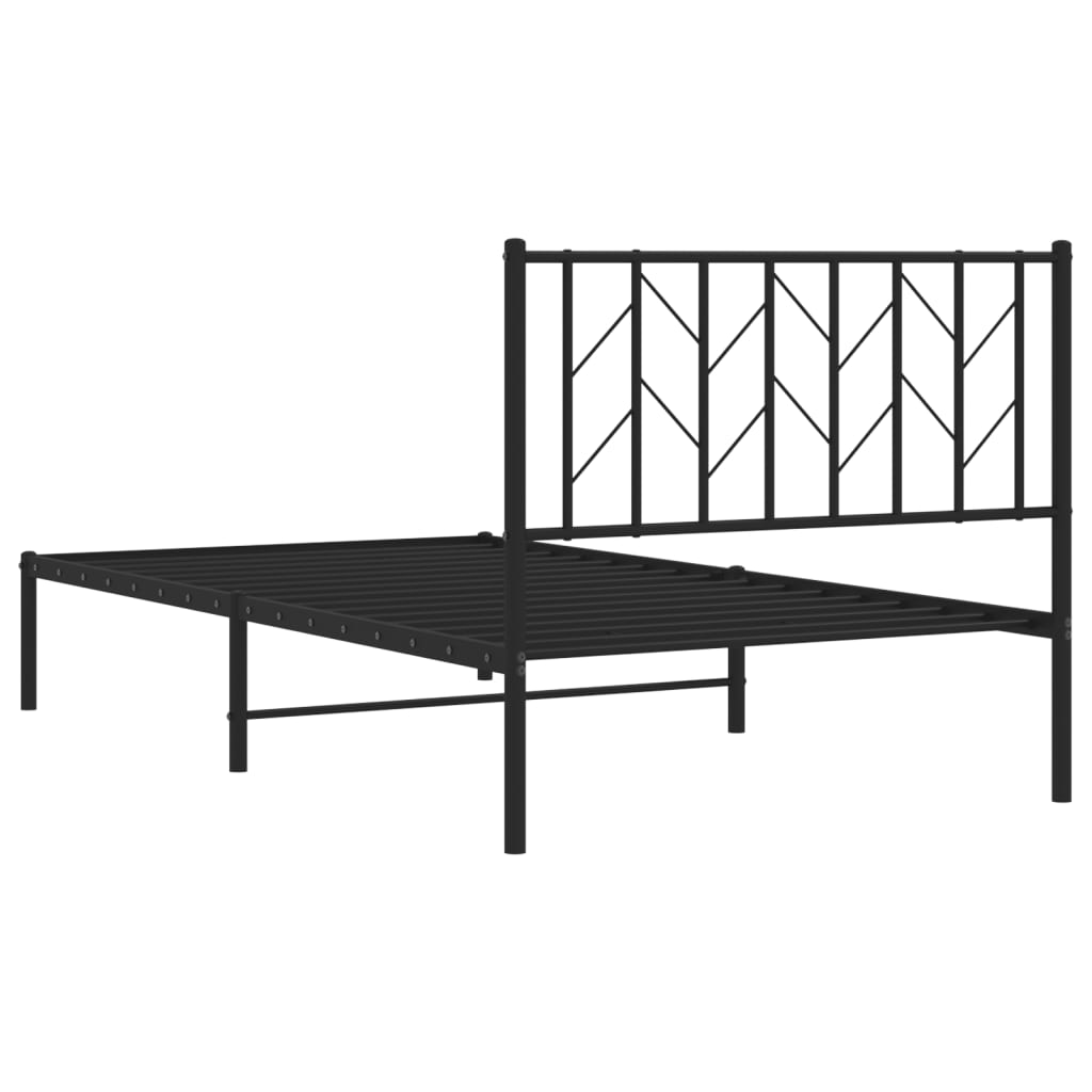 Estrutura de cama com cabeceira 100x190 cm metal preto