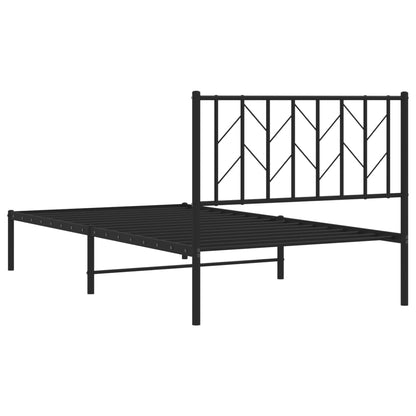 Estrutura de cama com cabeceira 100x190 cm metal preto