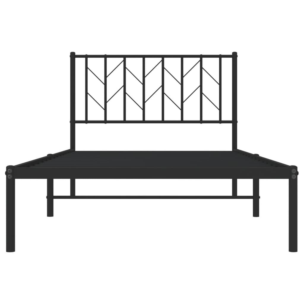 Estrutura de cama com cabeceira 100x200 cm metal preto