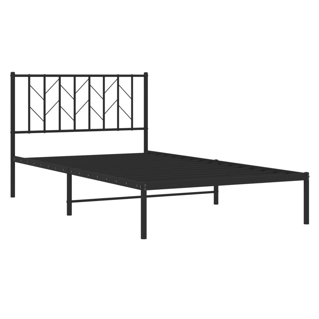 Estrutura de cama com cabeceira 107x203 cm metal preto