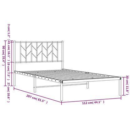 Estrutura de cama com cabeceira 107x203 cm metal preto