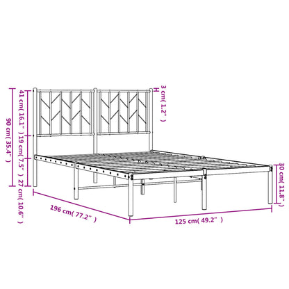 Estrutura de cama com cabeceira 120x190 cm metal preto