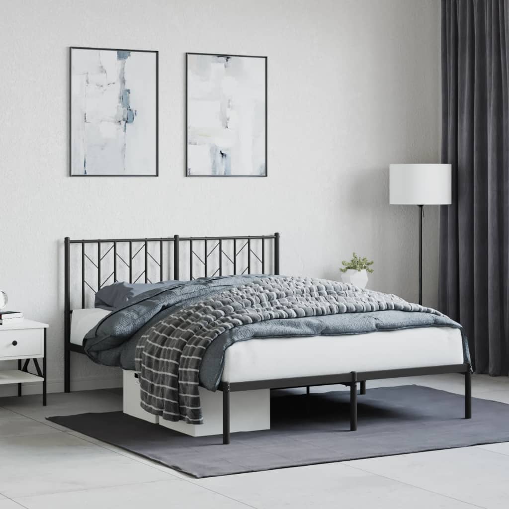 Estrutura de cama com cabeceira 140x190 cm metal preto