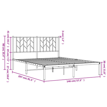 Estrutura de cama com cabeceira 140x200 cm metal preto