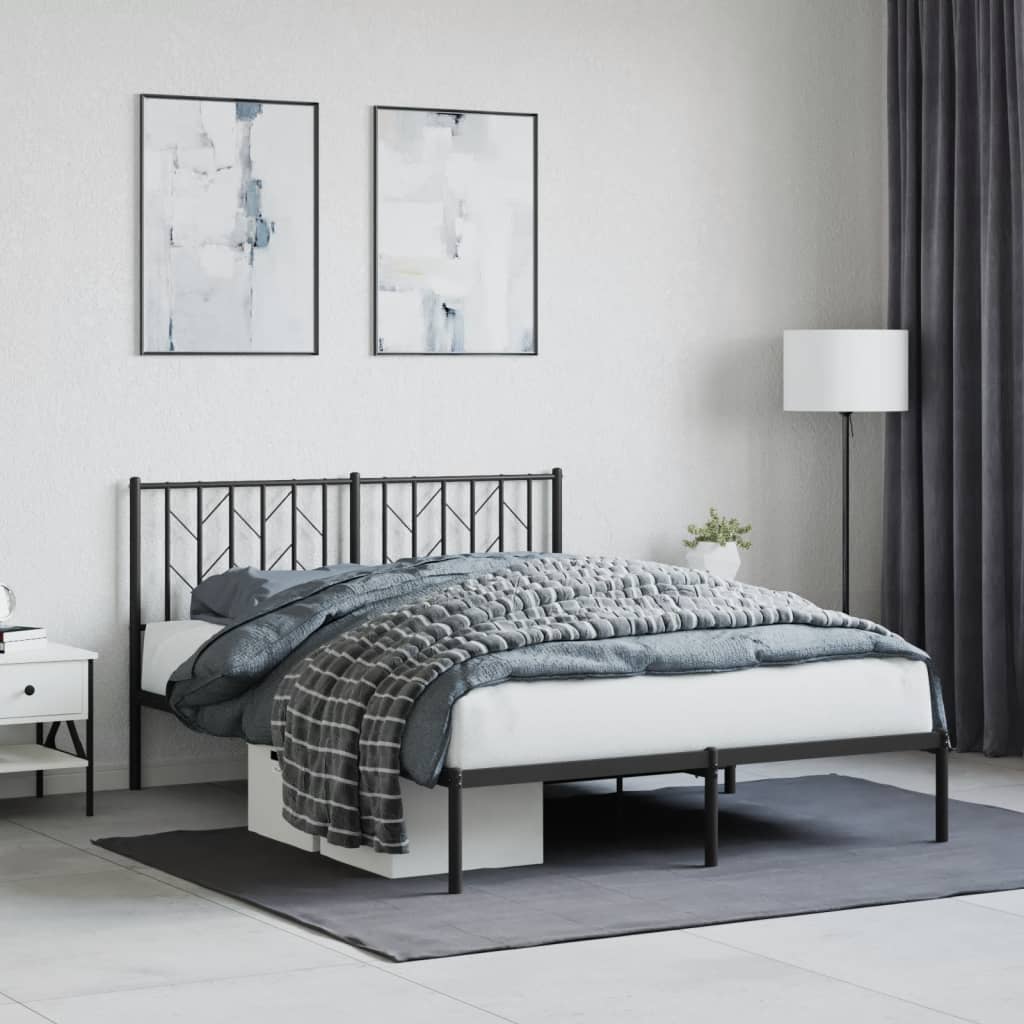 Estrutura de cama com cabeceira 140x200 cm metal preto