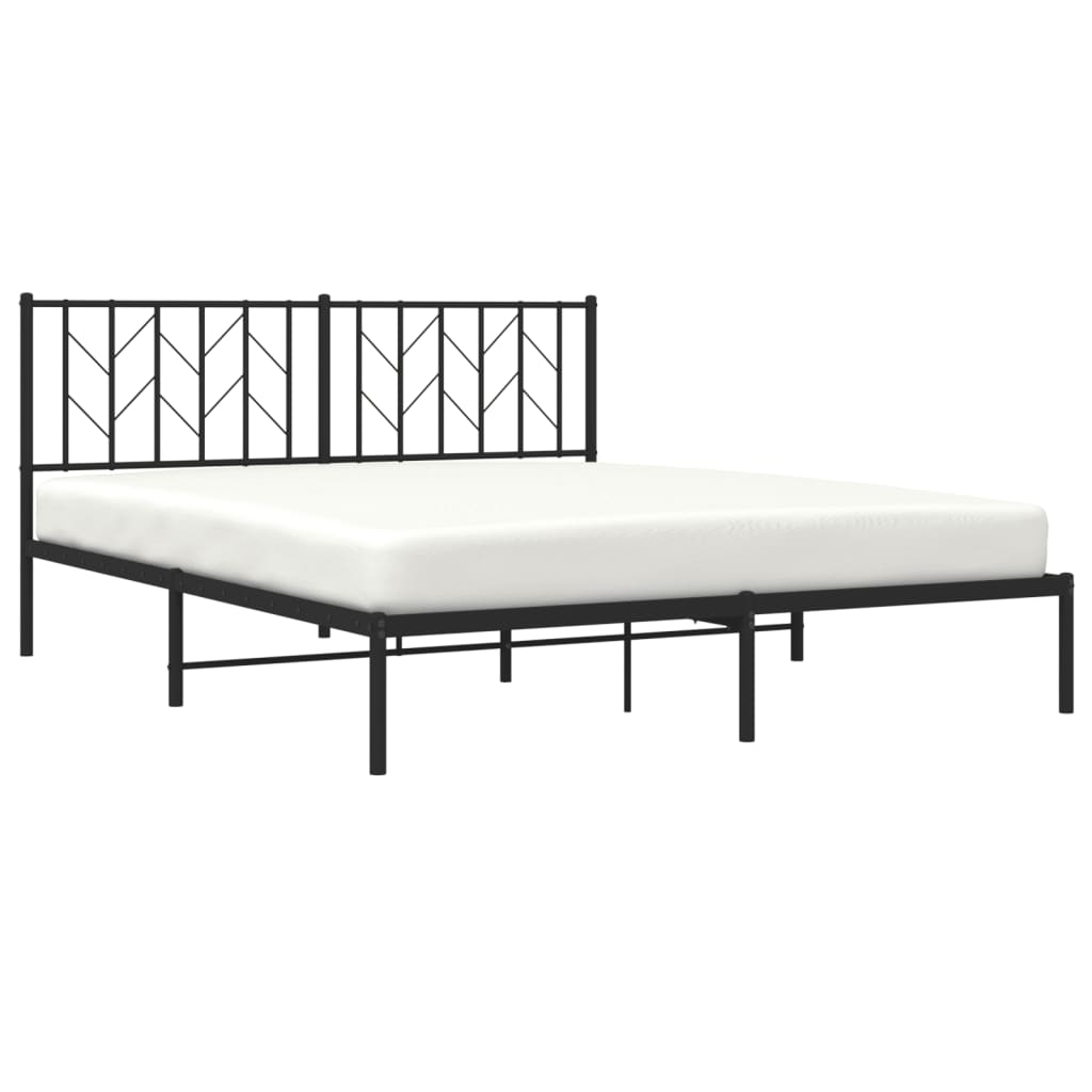 Estrutura de cama com cabeceira 160x200 cm metal preto