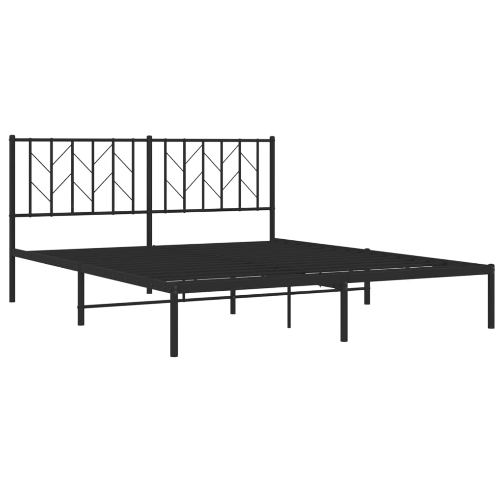 Estrutura de cama com cabeceira 160x200 cm metal preto