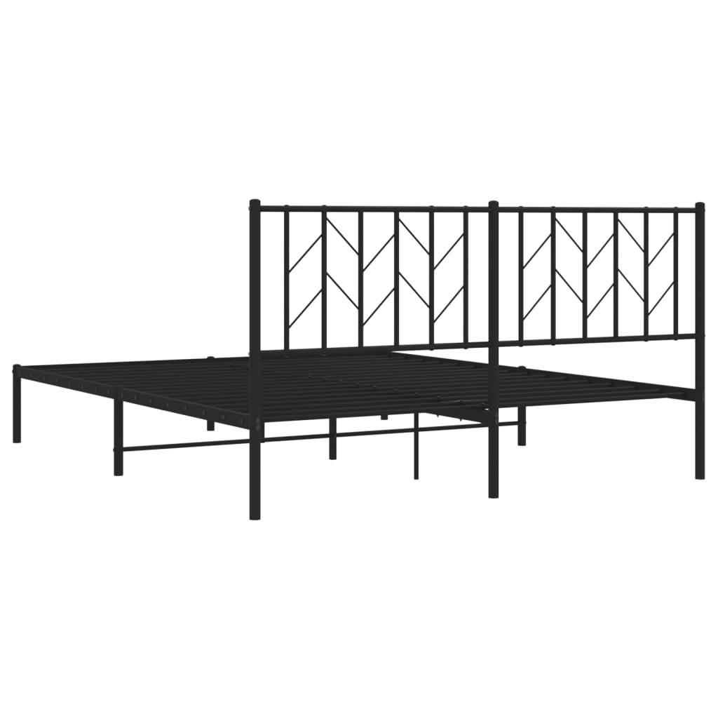 Estrutura de cama com cabeceira 160x200 cm metal preto