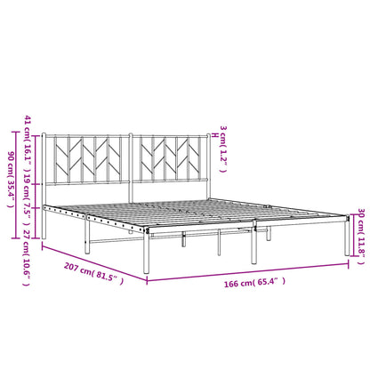 Estrutura de cama com cabeceira 160x200 cm metal preto